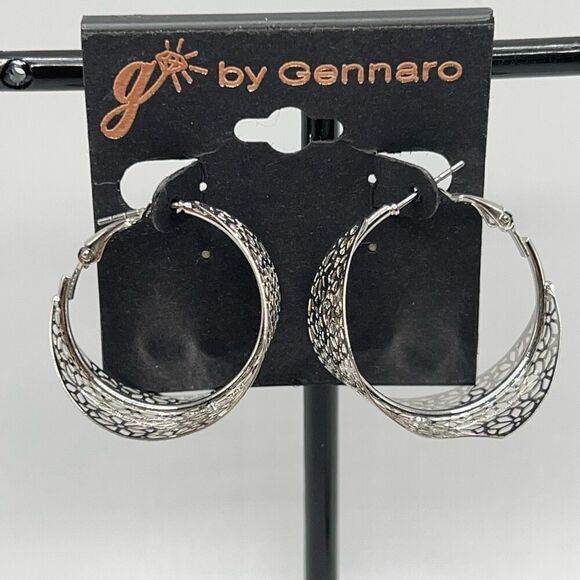 Silver Hoops G by Gennaro Earrings - Picture 1 of 4